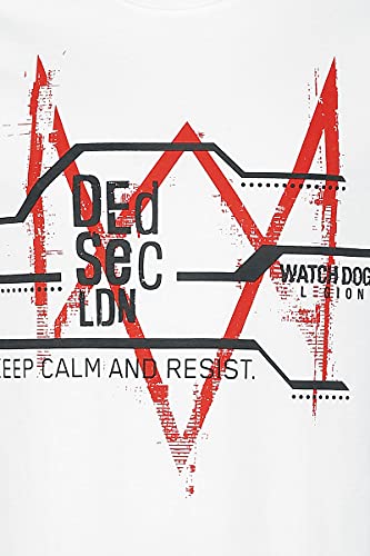 Watch Dogs Legion - Dedsec LDN Hombre Camiseta Blanco L, 100% algodón, Regular