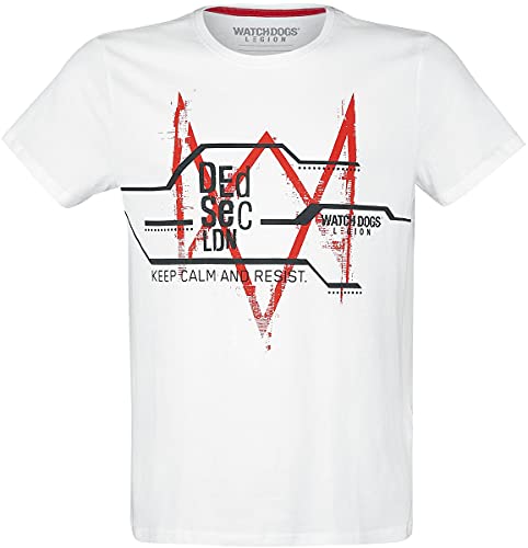 Watch Dogs Legion - Dedsec LDN Hombre Camiseta Blanco L, 100% algodón, Regular