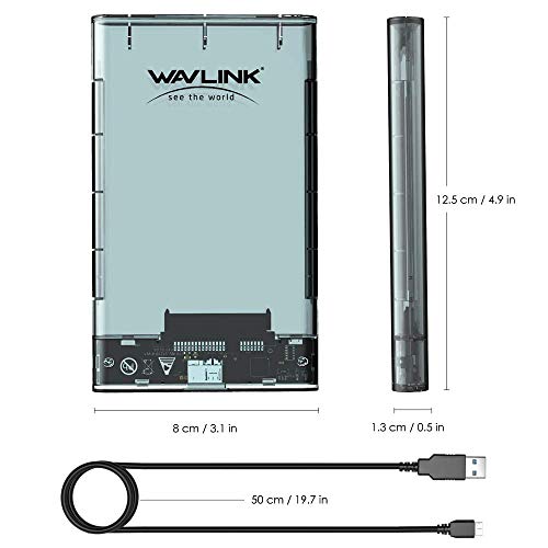 WAVLINK Caja de Disco Duro Externo USB 3.0 a SATA para 2.5 Pulgadas SATA I/II/III HDD SSD Caja de Caja de Disco Duro Soporte Duradero sin Herramientas UASP MAX 2TB 7mm / 9.5mm