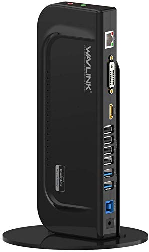WAVLINK USB 3.0 Universal Docking Station con Peana Desmontable, Dual Display con Puerto HDMI/DVI/VGA, 2 USB 3.0 + 4 USB 2.0, Gigabit Ethernet y Audio Jack para PC y Mac, Windows