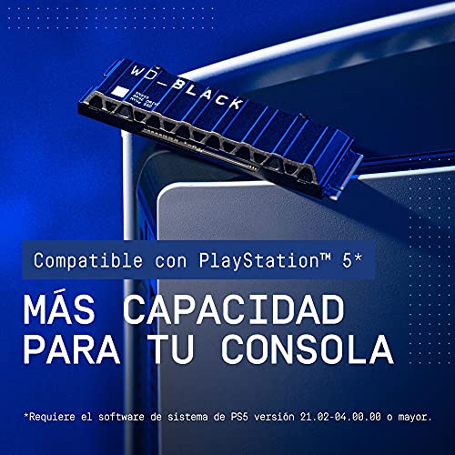 WD_BLACK SN850 de 500 GB SSD NVMe con disipador térmico - Funciona con PlayStation 5, M.2 2280, PCIe Gen 4, hasta 7000 MB/s velocidad de lectura