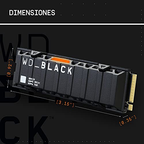 WD_BLACK SN850 de 500 GB SSD NVMe con disipador térmico - Funciona con PlayStation 5, M.2 2280, PCIe Gen 4, hasta 7000 MB/s velocidad de lectura