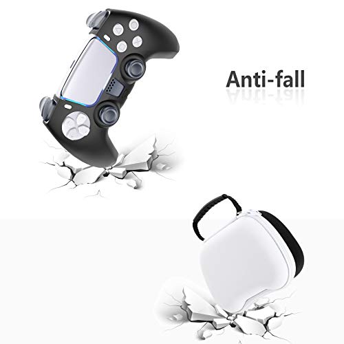 WD&CD 3 in 1 Funda Compatible con Play Station 5-1 Negro Funda Protectora de Silicona+ 8 Tapas de Botones (4 Tipos)+ 1 Caja de Almacenamiento en Blanco y Negro Compatible para PS5