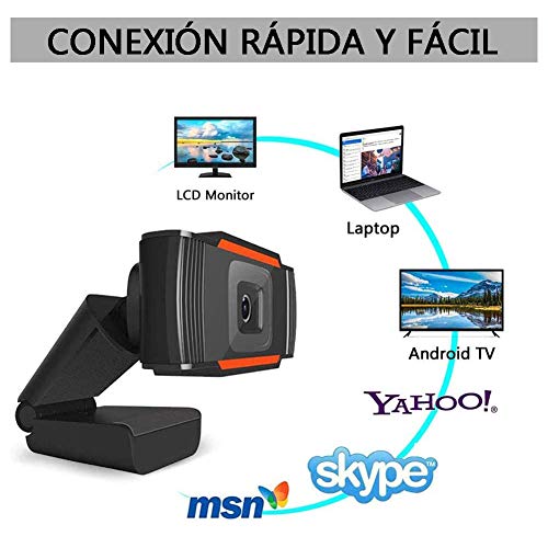 Webcam 720P con Micrófono, Cámara Web Full HD USB 2.0 Web Cam de Escritorio para PC, Mac, Laptop, Conferencias, Grabación, Juegos, Estudio en Línea, Skype, Compatible con Windows 2000/XP/7/8/10/ Vista