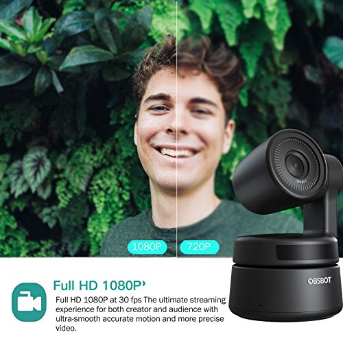 Webcam Ai Camera 2-Axis Gimbal Full HD 1080p AI Tracking Zoom Power Gesture Cámara de video Selfie para reuniones de clase en línea en vivo y transmisión - Negro- OBSBOT Tiny