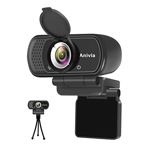 Webcam Full HD 1080p autofoco portátil Webcam micrófono Incorporado Sonido estéreo Dual Flexible Giratorio Clip Mini Plug and Play videollamada videoconferencias cámara de Ordenador Negro