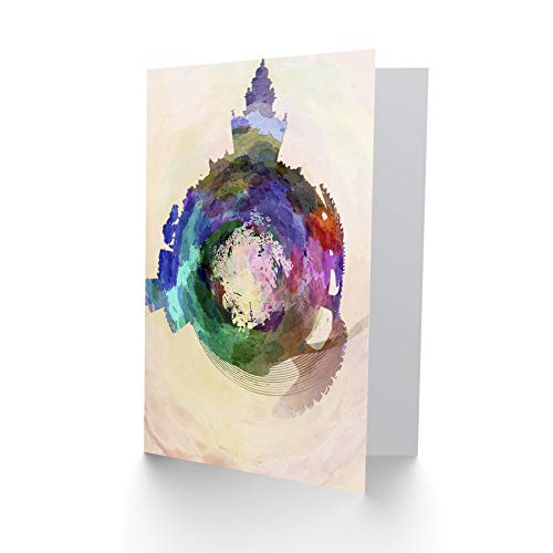 Wee Blue Coo Card Greeting Gift Painting Small World Abstract Skyline Seville Spain