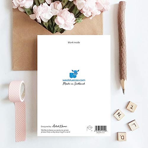 Wee Blue Coo Tarjeta de felicitación de acuarela con sobre, diseño de pájaro pavo real