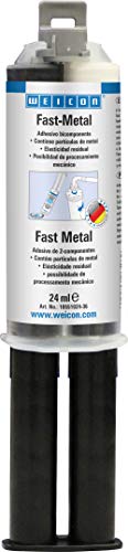 WEICON Adhesivo Resina Epoxi Metálica, 24 ml, Pegamento rápido de 2 componentes pastoso y con Carga de Acero