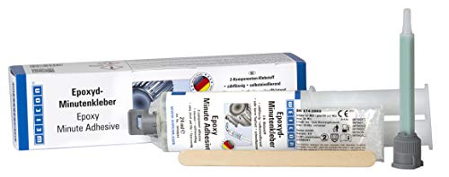 WEICON Pegamento epoxi en minutos con boquilla mezcladora de 24 ml, doble jeringa de 2 componentes, pegamento de resina epoxi