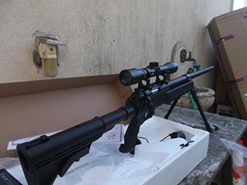 Well Airsoft MB06B Sniper a muella (Spring) Negra Calibre 6mm. Potencia 0,5 Julios con accessorios