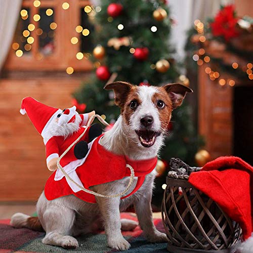 WELLXUNK® Traje de Perro Santa, Disfraz De Navidad para Mascotas, Traje de Perro Santa, Ropa para Perros Cosplay Ajustables Disfraz Gato Adecuado para Navidad,Fiesta,Cumpleaños (L)