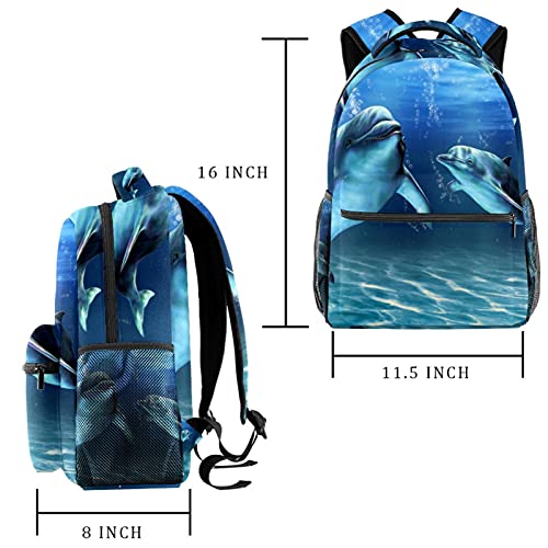 Wetia Mochila juego de delfines. Bolsa de computadora de la escuela universitaria 29.4x20x40cm
