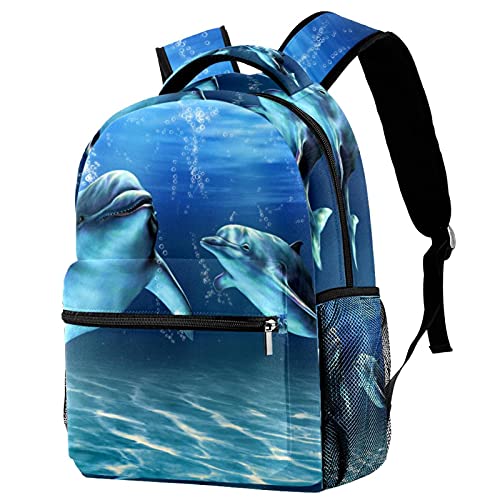 Wetia Mochila juego de delfines. Bolsa de computadora de la escuela universitaria 29.4x20x40cm