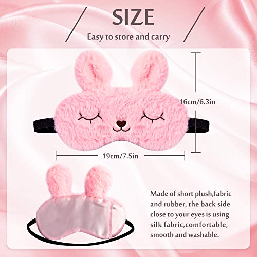 Whaline - Juego de 2 fundas para dormir para ojos de conejo, suave, suave, elástica, para mujer, niña, viaje, viaje o meditación siesta (rosa, gris)