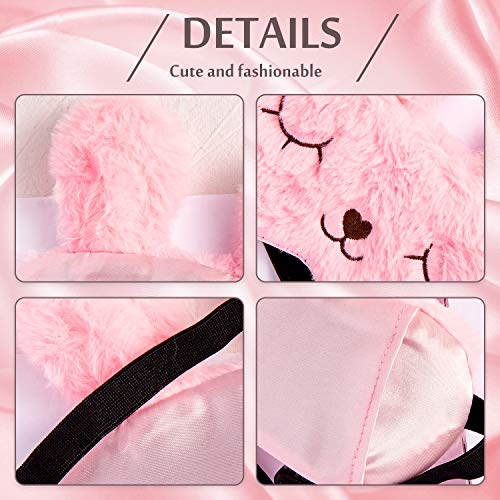 Whaline - Juego de 2 fundas para dormir para ojos de conejo, suave, suave, elástica, para mujer, niña, viaje, viaje o meditación siesta (rosa, gris)