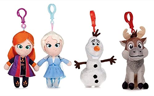 Whitehouse Frozen 2, Bagclip 3D y 2D llavero de peluche con 4 figuras diferentes, 12,5 cm, peluche original, muy suave para mochilas, mochilas y bolsos (Olaf & Sven, 3D)