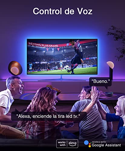 WiFi Tira Led TV,Inteligente Luces LED 2,8M USB Control de App, Funciona con Alexa/Google Home, 16 Millones Colores, Retroiluminación LED RGB PC Monitor (40-60 Pulgadas)