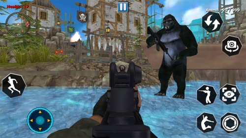 Wild Apes Rampage- Ancient Dead Town Apes Shooting Games