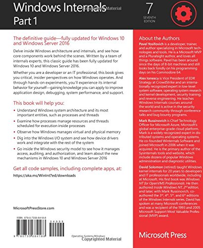 Windows Internals, Book 1: User Mode: System architecture, processes, threads, memory management, and more (Developer Reference)