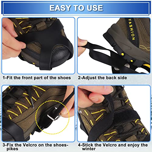 Winline Crampones,Crampones de Marcha Nieve Hielo Grips Crampones 11 Tacos Picos Garras de Zapatos Cadenas de Nieve para Tracción en Hielo Nieve y Deportes Fácil de Poner (M)