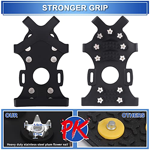 Winline Crampones,Crampones de Marcha Nieve Hielo Grips Crampones 11 Tacos Picos Garras de Zapatos Cadenas de Nieve para Tracción en Hielo Nieve y Deportes Fácil de Poner (M)
