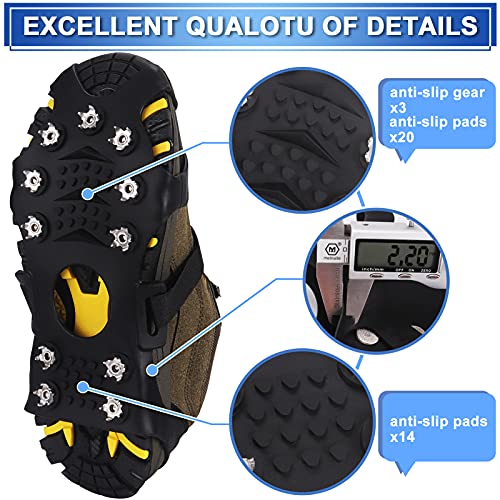 Winline Crampones,Crampones de Marcha Nieve Hielo Grips Crampones 11 Tacos Picos Garras de Zapatos Cadenas de Nieve para Tracción en Hielo Nieve y Deportes Fácil de Poner (M)