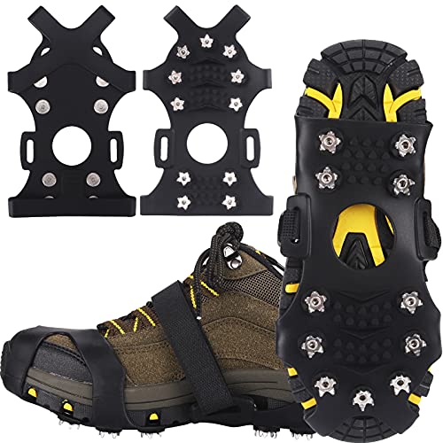 Winline Crampones,Crampones de Marcha Nieve Hielo Grips Crampones 11 Tacos Picos Garras de Zapatos Cadenas de Nieve para Tracción en Hielo Nieve y Deportes Fácil de Poner (M)