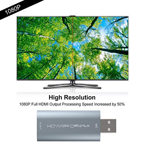 WisFox Tarjetas de Capturadora de Video, HDMI a USB 2.0 Convertidor de Captura de Vídeo de Audio 1080P para Windows/Mac/Android para Streaming Juegos Transmisión Enseñanza