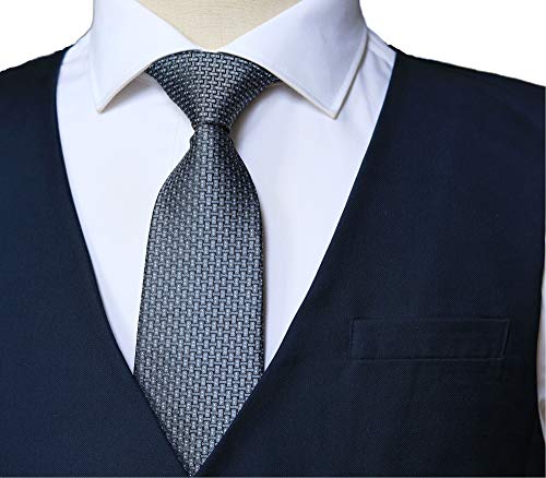 WITZROYS Corbata tejida a rayas clásicas para hombre con diseño de jacquard, para vestido de boda, para el cuello, talla regular + caja de regalo - gris -