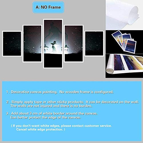 wodclockyui 5 Piezas Cuadro de Lienzo- Synthwave Music Retro Neon City Pintura 5 Impresiones de imágenes Decoración de Pared para el hogar Pinturas y Carteles de Arte HD 200cmx100cm sin Marco