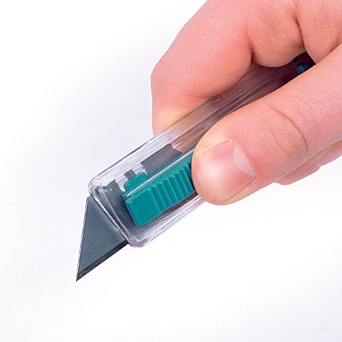 wolfcraft Cúter de seguridad de plástico con cuchilla trapezoidal, 4135000, Para un corte seguro de cartón