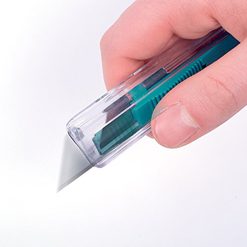 wolfcraft Cúter de seguridad de plástico con cuchilla trapezoidal, 4135000, Para un corte seguro de cartón