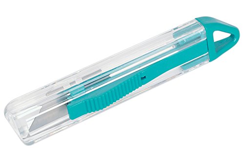 wolfcraft Cúter de seguridad de plástico con cuchilla trapezoidal, 4135000, Para un corte seguro de cartón