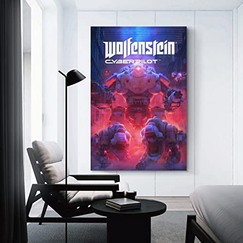 Wolfenstein Cyberpilot - Póster de lona para decoración de la habitación, para dormitorio, decoración de pared, regalos para hombres, mujeres, póster e impresiones de 20 x 30 cm