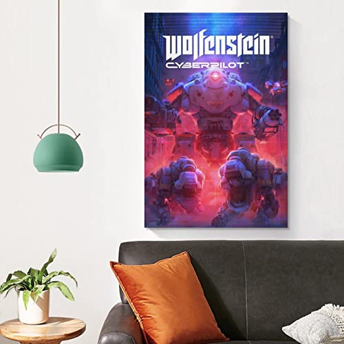 Wolfenstein Cyberpilot - Póster de lona para decoración de la habitación, para dormitorio, decoración de pared, regalos para hombres, mujeres, póster e impresiones de 20 x 30 cm