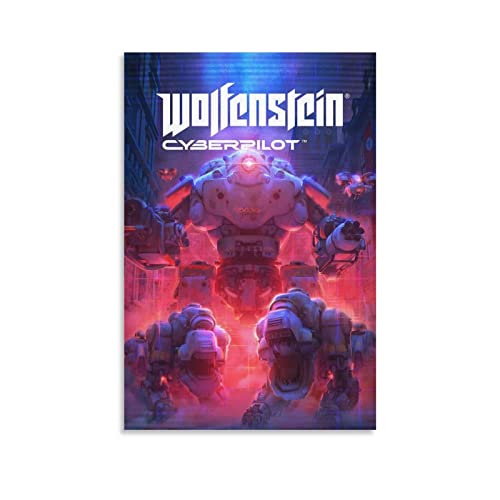 Wolfenstein Cyberpilot - Póster de lona para decoración de la habitación, para dormitorio, decoración de pared, regalos para hombres, mujeres, póster e impresiones de 20 x 30 cm