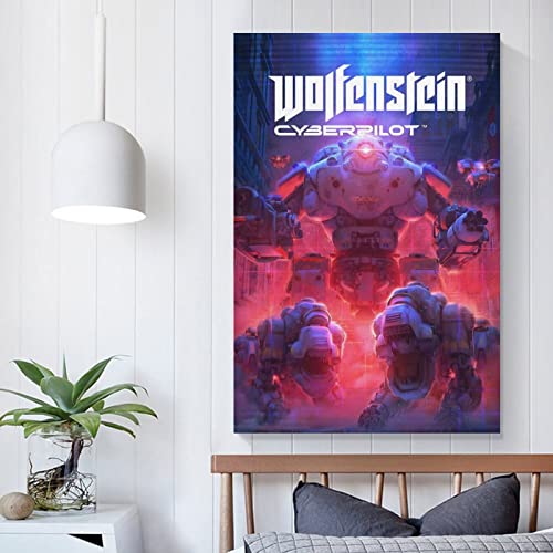 Wolfenstein Cyberpilot - Póster de lona para decoración de la habitación, para dormitorio, decoración de pared, regalos para hombres, mujeres, póster e impresiones de 20 x 30 cm