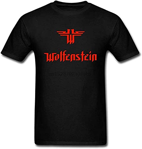 Wolfenstein Game Red Logo Black T Shirt for Men Fashion O-Neck Cotton Tops T Shirt Autumn Tops Tees
