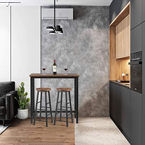 WOLTU Mesa de Bar Mesa de Bistro Mesa de Comedor Mesa Alta con Estructura de Metal, MDF, 100x40x100cm (WxDxH) Madera Vintage BT33hov