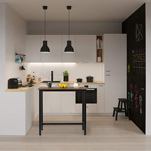 WOLTU Mesa de Bar Mesa de Bistro Mesa de Comedor Mesa Alta con Estructura de Metal, MDF, 100x40x100cm (WxDxH) Madera Vintage BT33hov