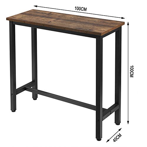 WOLTU Mesa de Bar Mesa de Bistro Mesa de Comedor Mesa Alta con Estructura de Metal, MDF, 100x40x100cm (WxDxH) Madera Vintage BT33hov