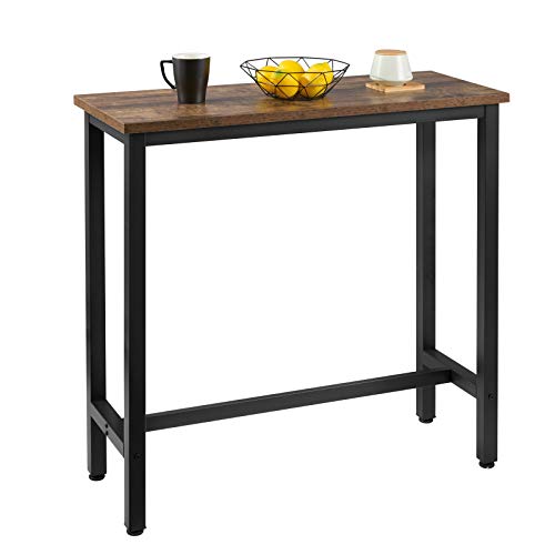 WOLTU Mesa de Bar Mesa de Bistro Mesa de Comedor Mesa Alta con Estructura de Metal, MDF, 100x40x100cm (WxDxH) Madera Vintage BT33hov