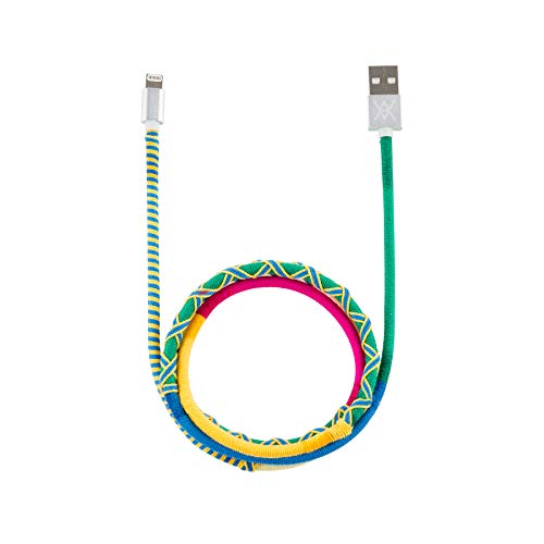 Wondee Cable USB-Lightning para iPhone, iPad y Airpods Antienredante Certificado (Made for Apple) con Bolsa de Regalo de Diseño Étnico