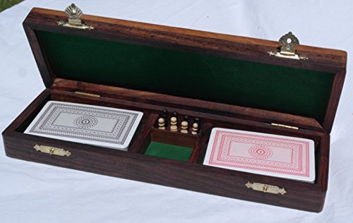 Wooden Cribbage Board with pegs and Two Packs of Playing Cards