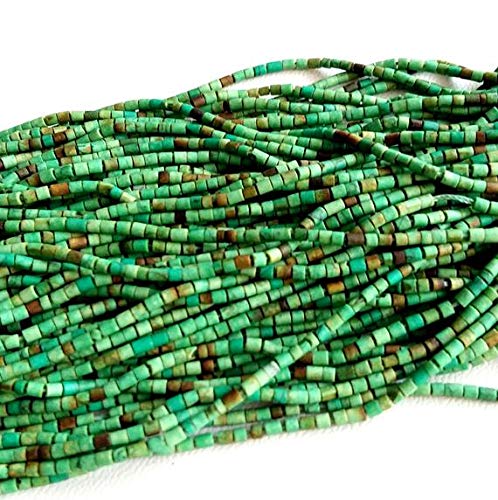 World Wide Gems Beads Gemstone Green Turquoise Afghan Beads, Seed Beads,Afghan heishi Beads, 1 mm to 1.5 mm, 13 Inch Strand Very Nice Quality [E1612] Wholesale Price Code-HIGH-32919