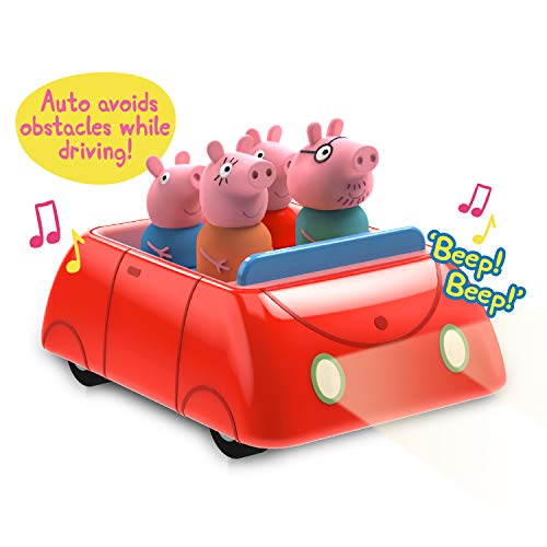 WOW! STUFF Peppa Pig's Clever - Juguete Interactivo de Preescolar con Luces y Sonidos, vehículo motorizado con sensores de evitación de colisiones, para niñas y niños de 18 Meses más