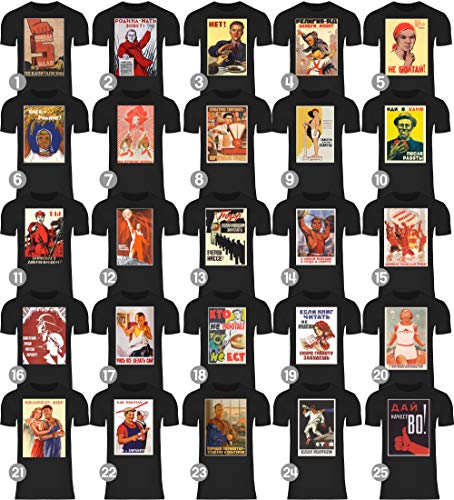 wowshirt Camiseta Cartel de la Propaganda soviética Cartel Rusia Soviética URSS para Hombre, Tamaño:M, Color:13 Black