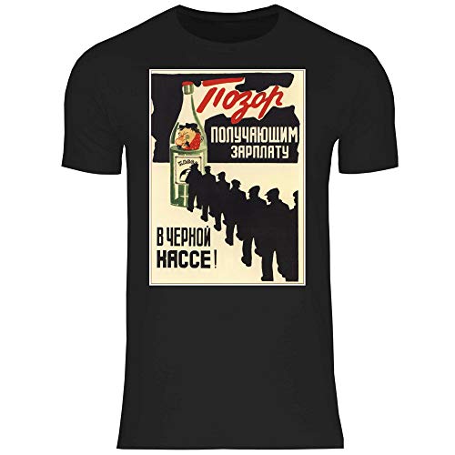 wowshirt Camiseta Cartel de la Propaganda soviética Cartel Rusia Soviética URSS para Hombre, Tamaño:M, Color:13 Black