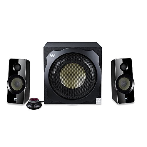 Woxter Big Bass 260 - Altavoces 2.1 150W, Subwoofer de madera, Rejilla metálica, Control de volumen con cable, AUX, Adecuado para TV, PC y videoconsolas, Bookself Speakers, color Negro